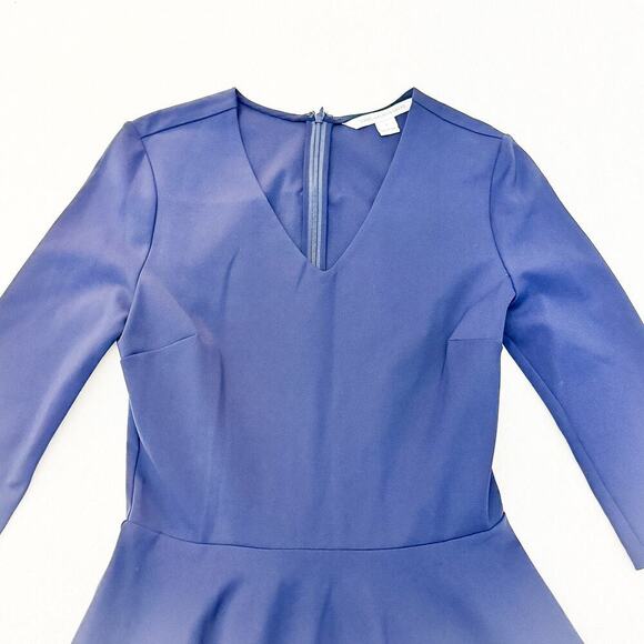 Diane Von Furstenberg Navy Blue Flare Skirt Long Sleeve Dress Size 2 - Picture 2 of 6